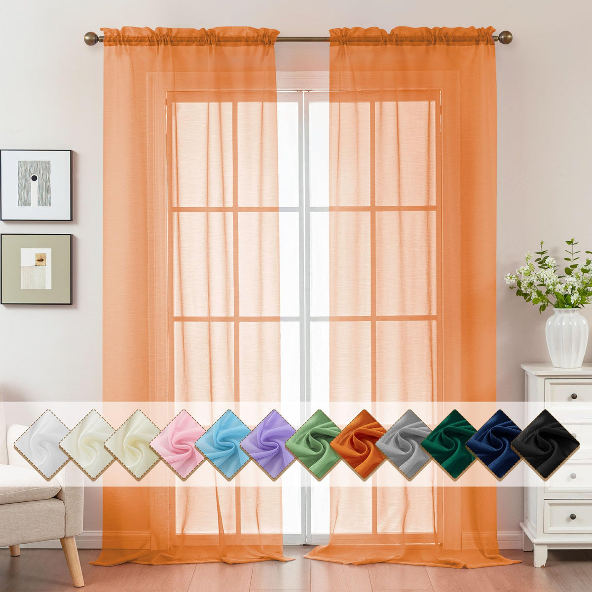 Natural Sheer Curtains 96 Inches Long Rod Pocket