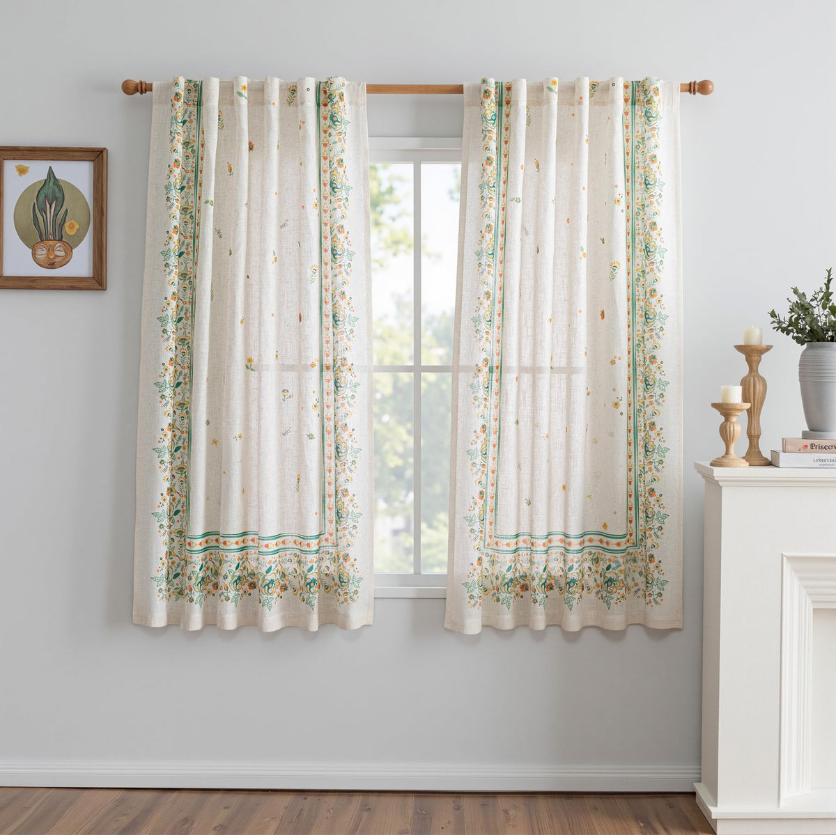 MYSKY HOME Sheer Linen Curtains 84 Inch Length Light Filtering 2 Panels