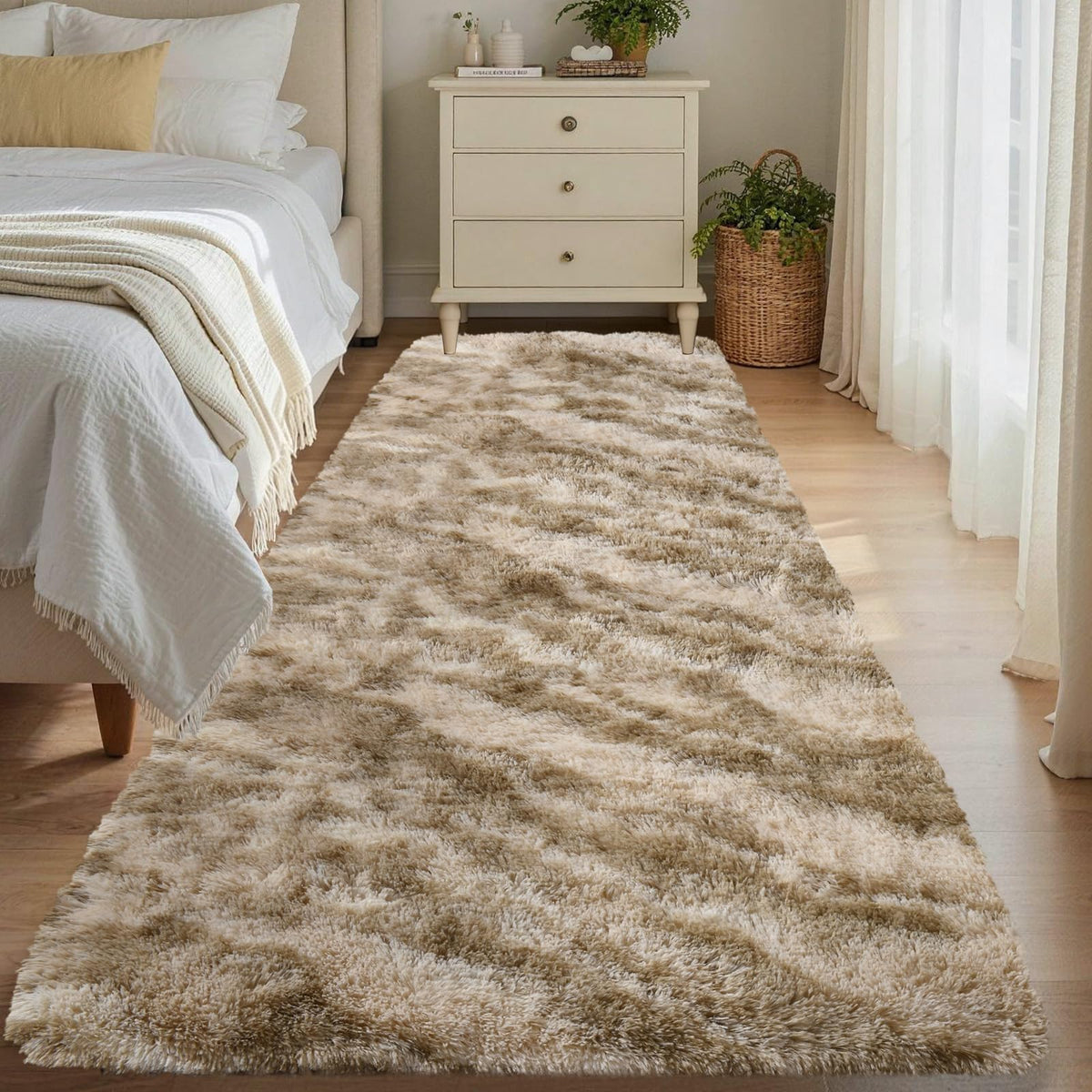 Noahas 2x6 Black Fluffy Soft Runner Rug Non-Slip for Bedroom Dorm Hallway