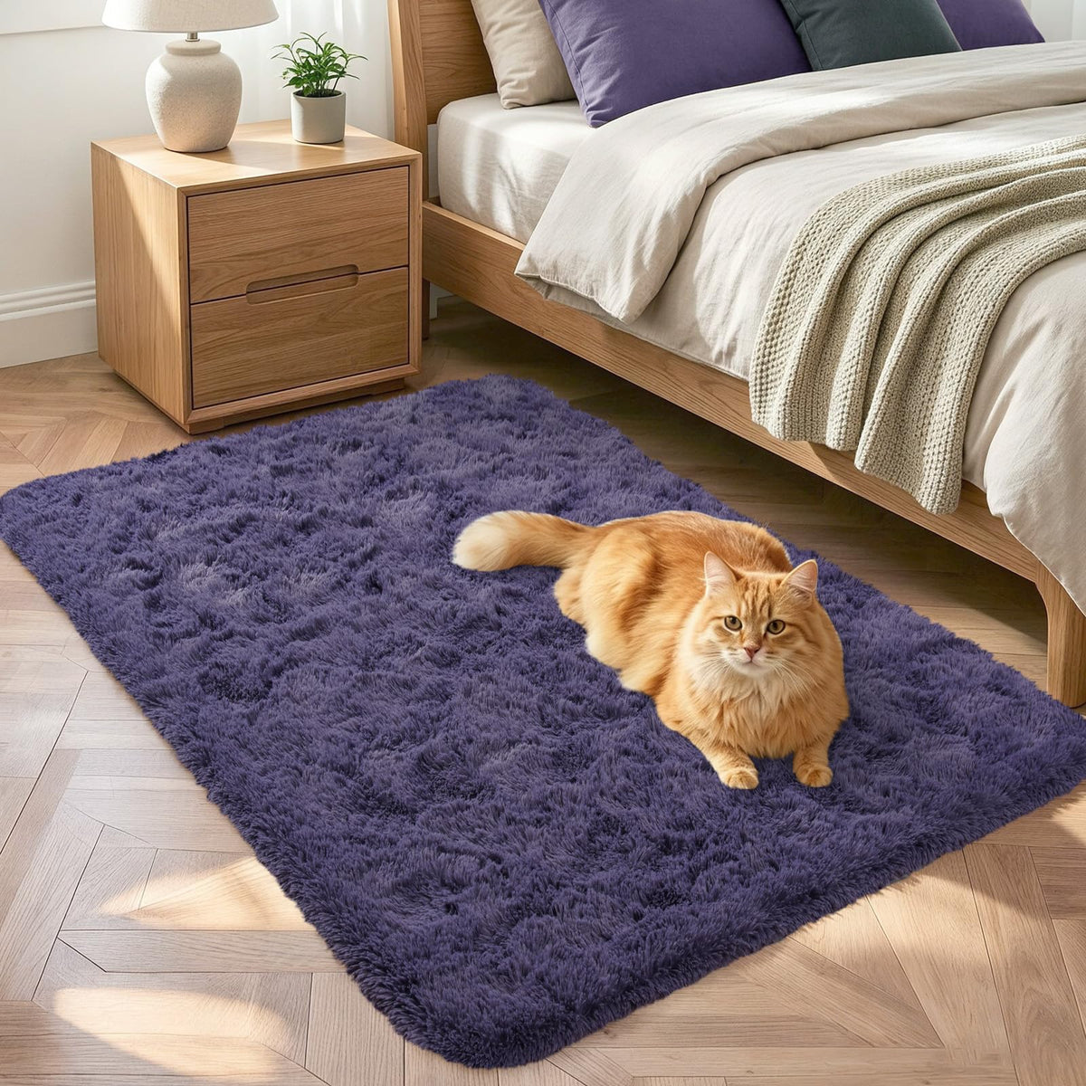 Noahas 2x6 Black Fluffy Soft Runner Rug Non-Slip for Bedroom Dorm Hallway