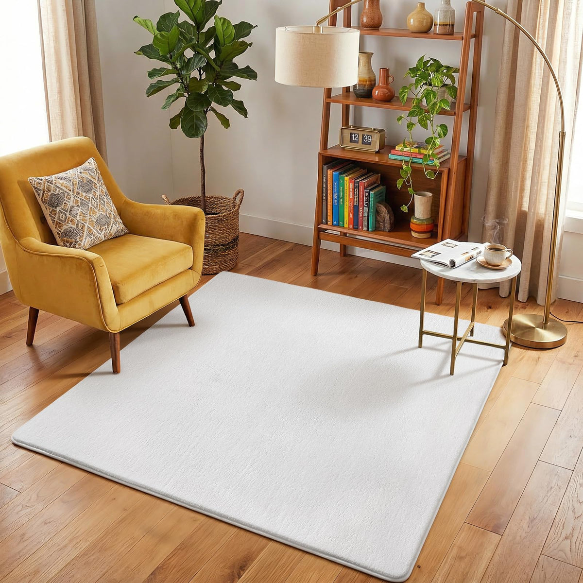 Amearea Modern Area Rugs for Bedroom Living Room, 4x6 Black Memory Foam Rug