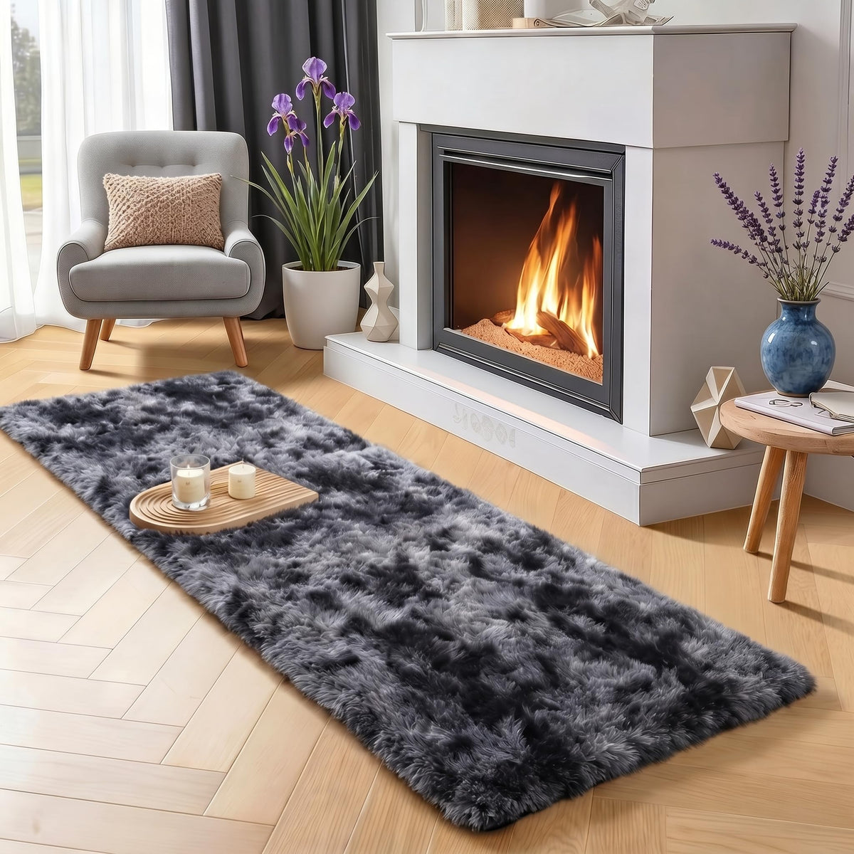Rainbow Area Rugs for Girls Bedroom Fluffy Soft Vibrant Rugs Kids Playroom
