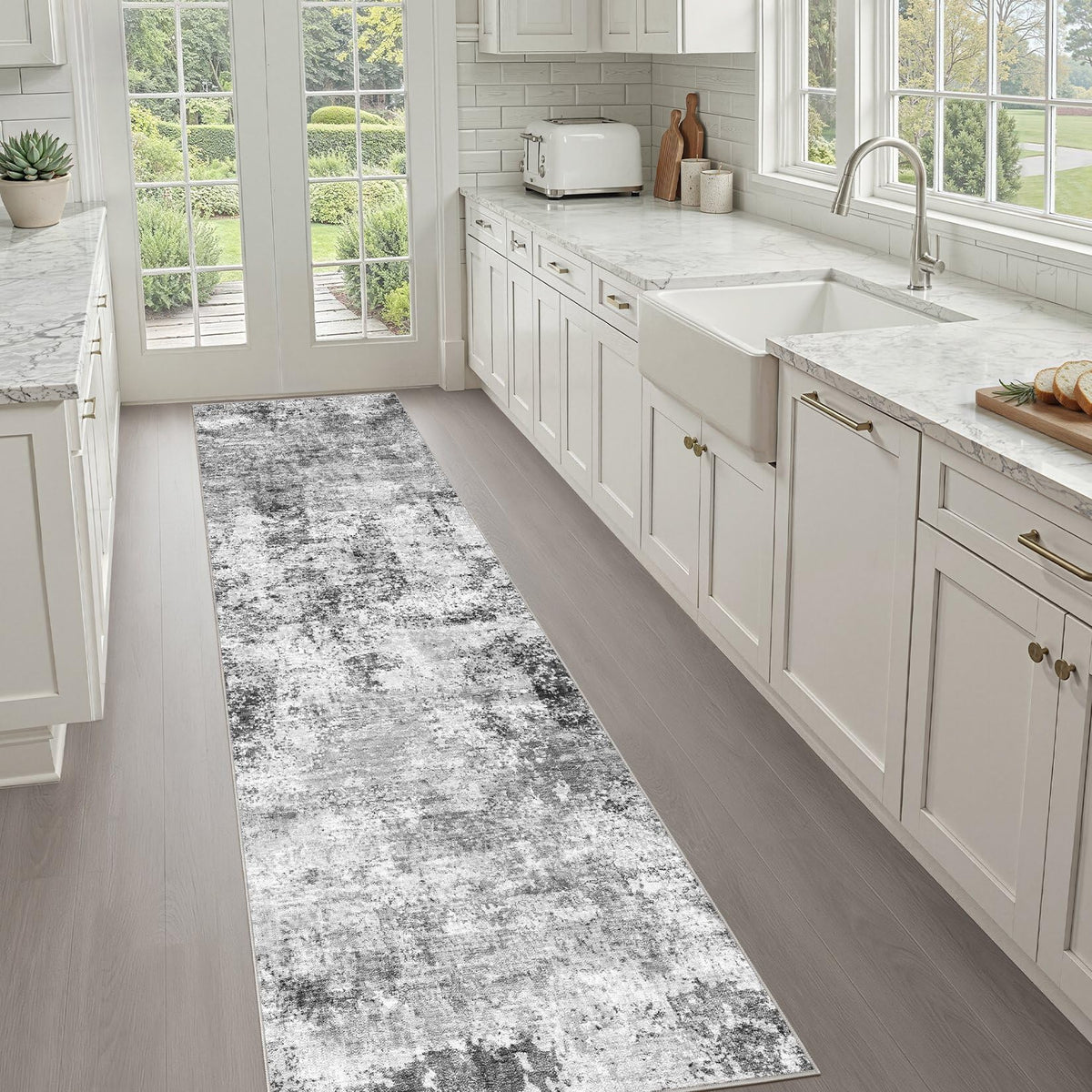 LOONGRUG 8x10 Area Rugs Washable Neutral Modern Rug for Living Room Brown