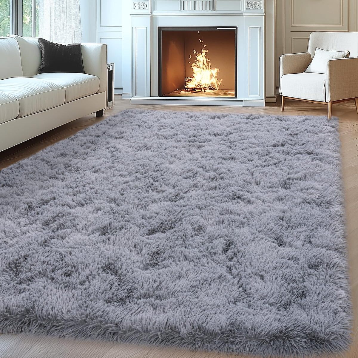 Mugorn 8x10 Area Rugs for Living Room, Large Fluffy Black Rugs for Bedroom