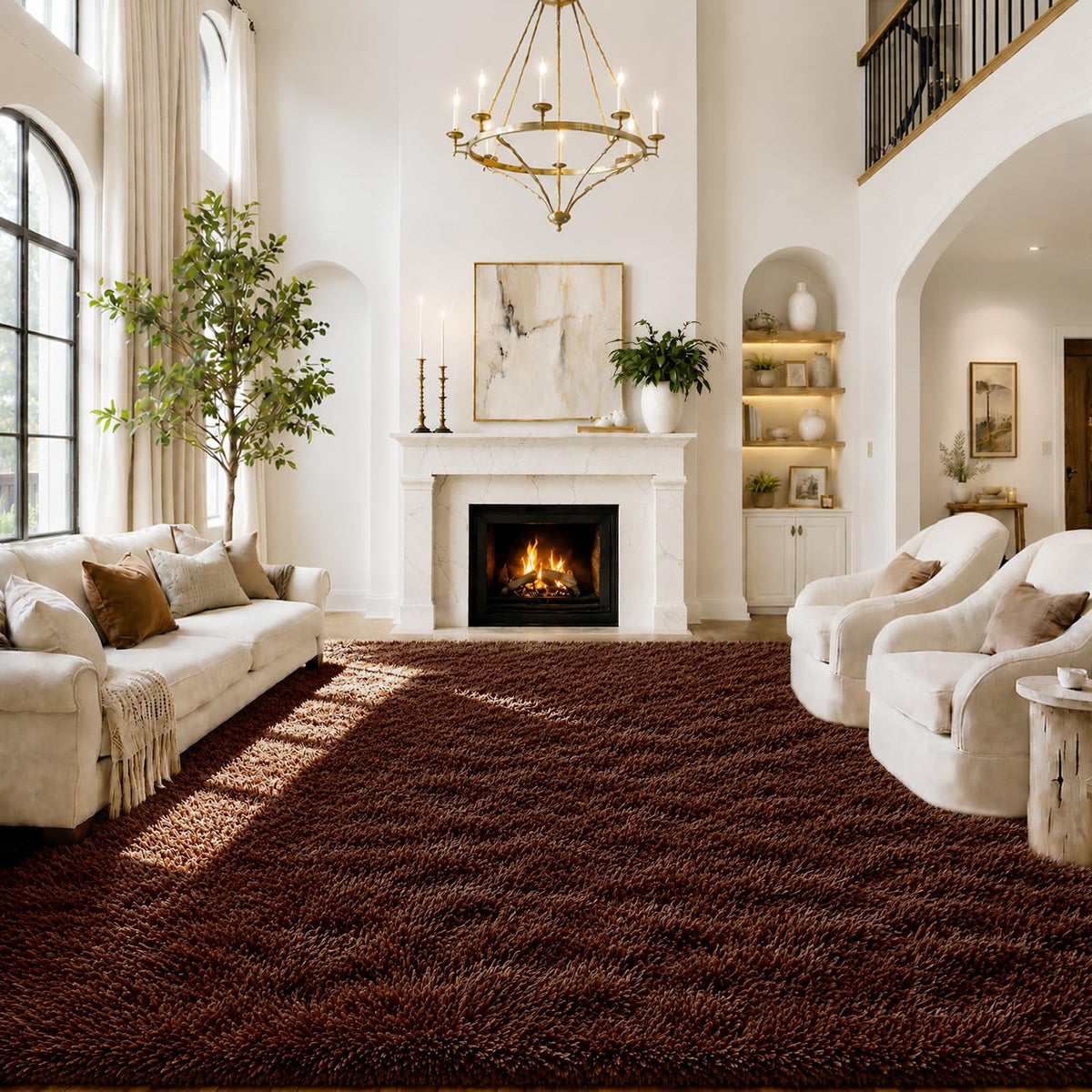 8x10 Area Rugs for Living Room,Light Grey Large Shaggy Soft Plush Furry Rug