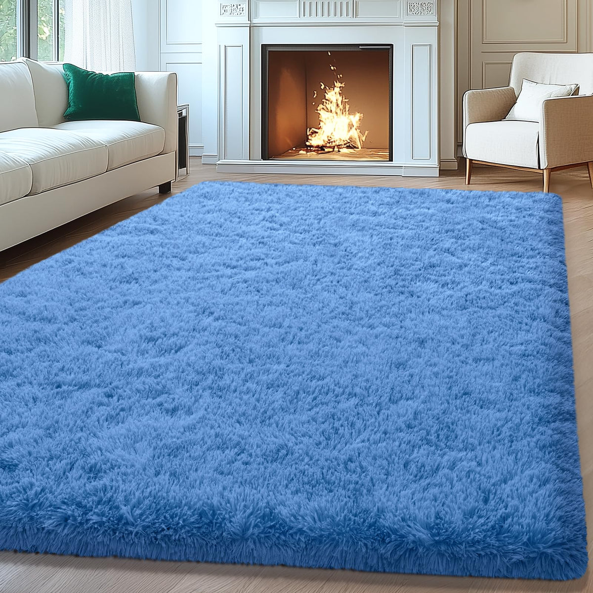 Mugorn 8x10 Area Rugs for Living Room, Large Fluffy Black Rugs for Bedroom