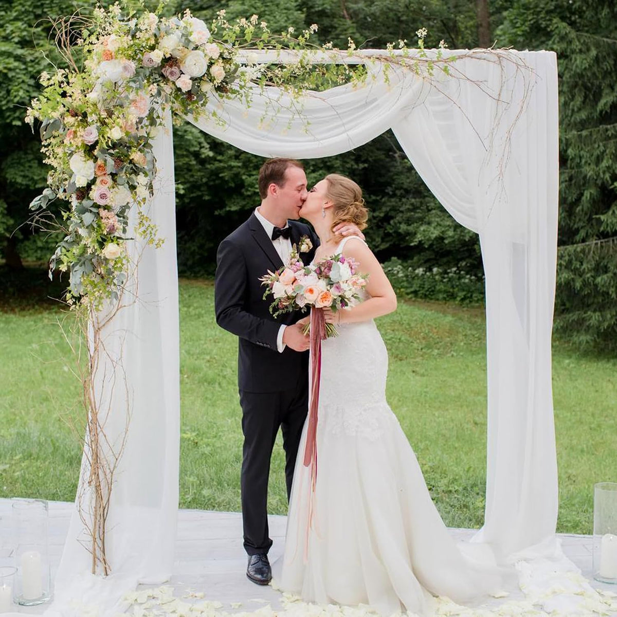 Wokceer White Wedding Arch Draping Fabric Backdrop Drapes Sheer 28.7"x 20FT