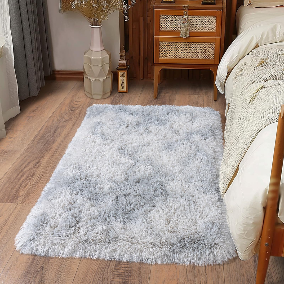 Soft Runner Rugs for Bedroom Hallway 2x6 Beige Fluffy Shag Washable