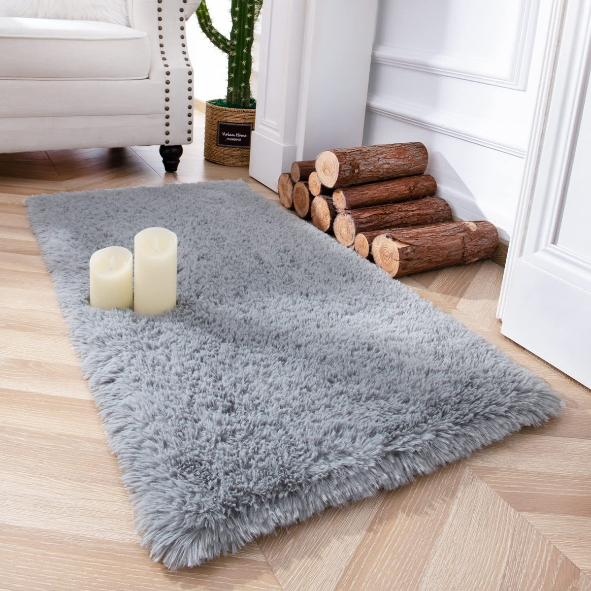 Chicrug Soft Runner Rug for Bedroom Living Room Plush Fluffy Rugs 2x6