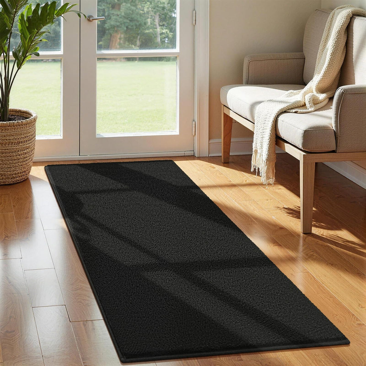 Vasofe Black Area Rugs for Living Room Bedroom, 4x6 Modern Memory Foam Rug