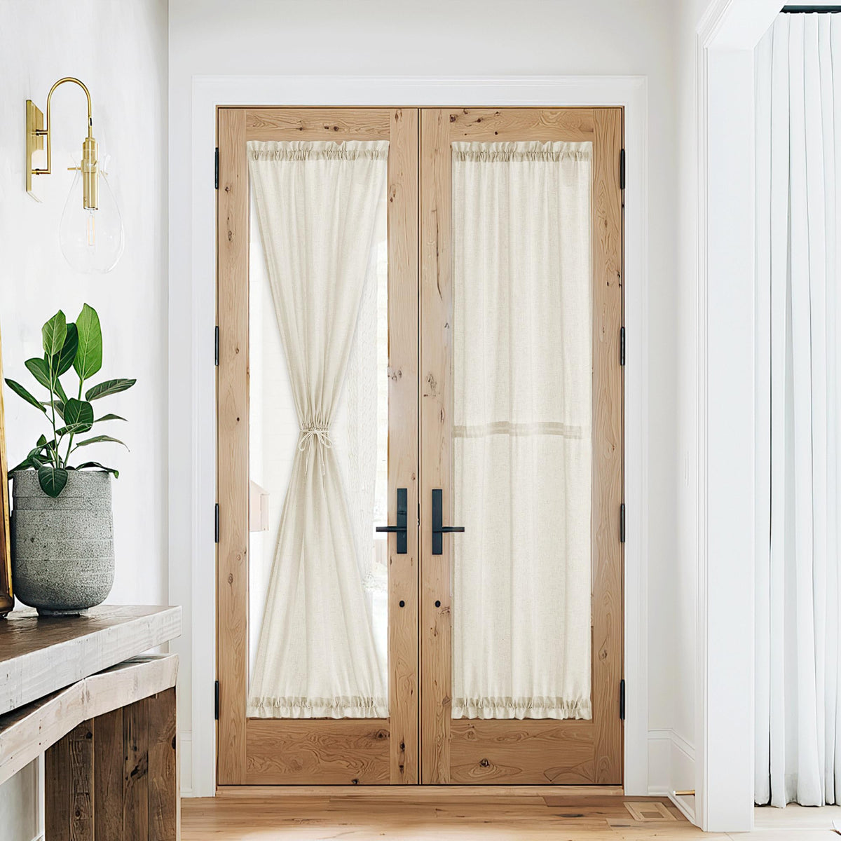 NICETOWN White 2 Panels French Door Curtains for Front Back Window Cover