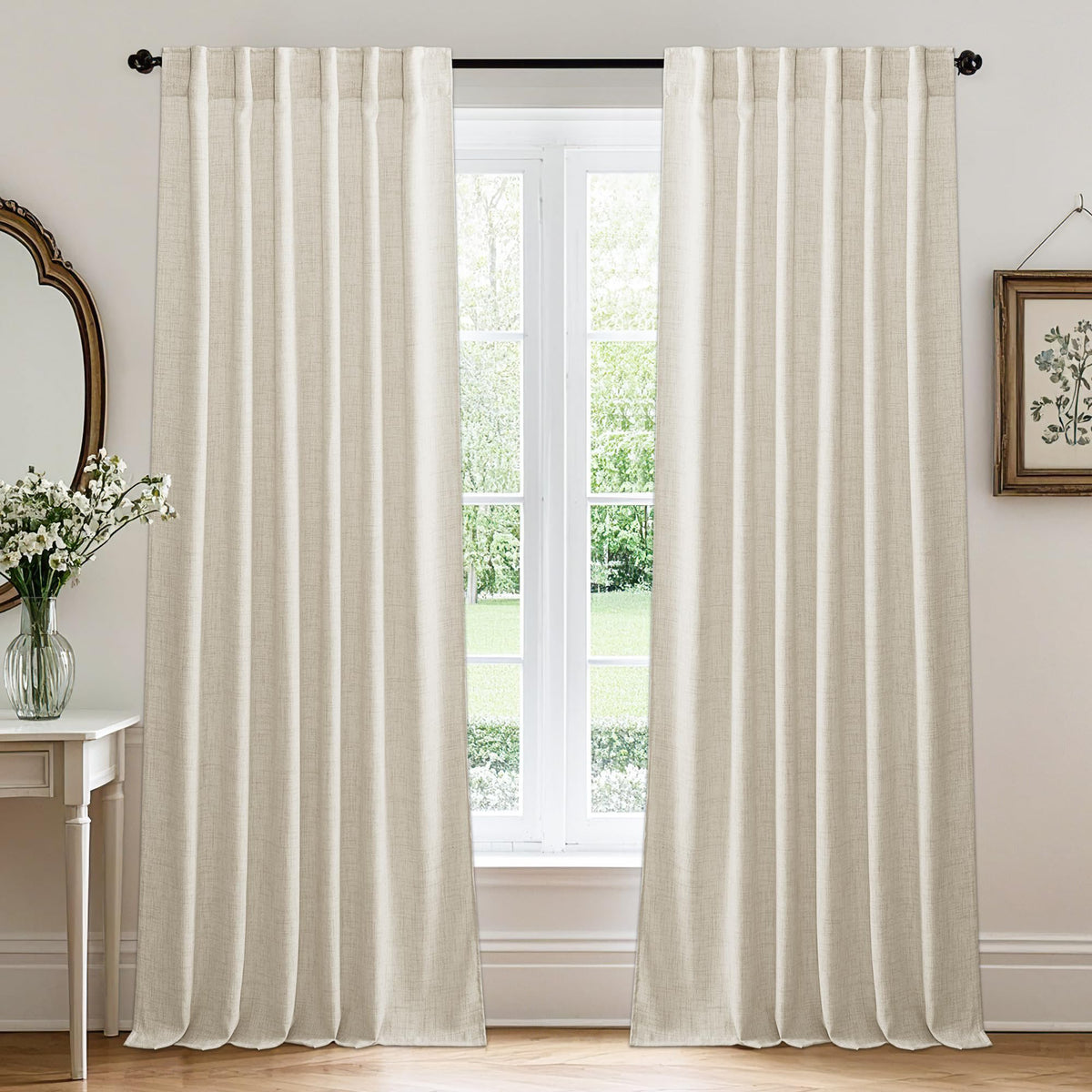RYB HOME White Sheer Curtains for Living Room Patio Glass Door, W52 x L95