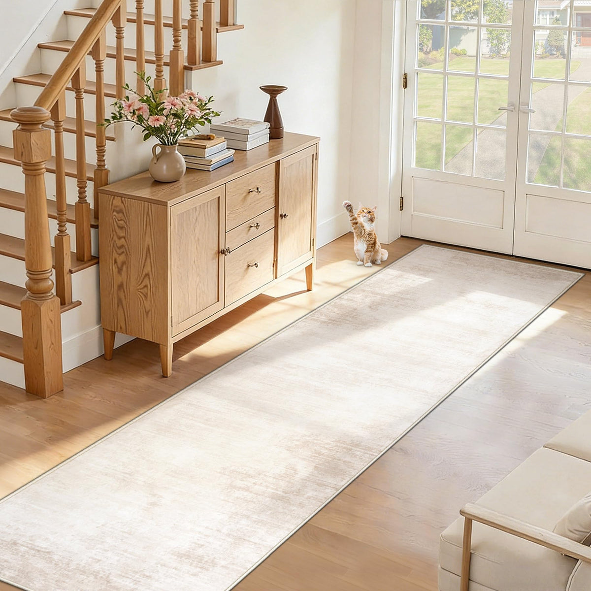 Area Rugs 8x10 Living Room: Washable Rug Modern Abstract Large Rugs Soft Non Slip Neutral Rug Stain Resistant Indoor Carpet for Bedroom Kitchen Dining Room Table Nursery Home Office Rugs(Beige,8'x10')