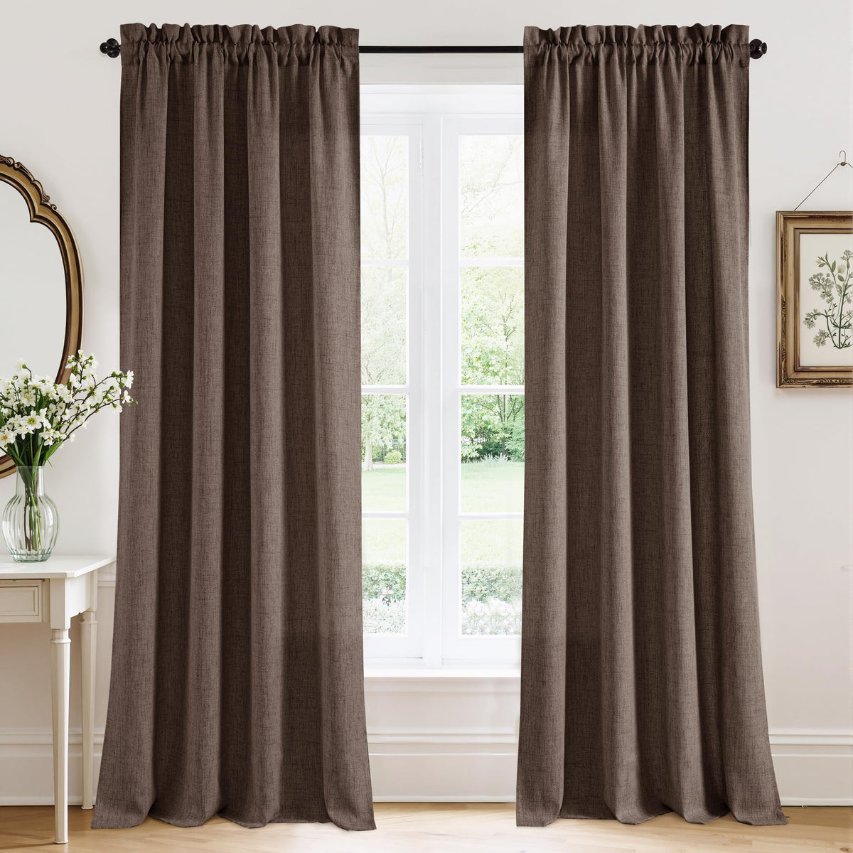 RYB HOME White Semi Sheer Curtains 84 inches Long for Living Room