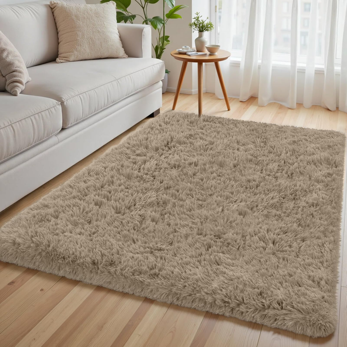6x9 Black Fluffy Fuzzy Shag Area Rug for Living Room, Bedroom, Dorm Carpet