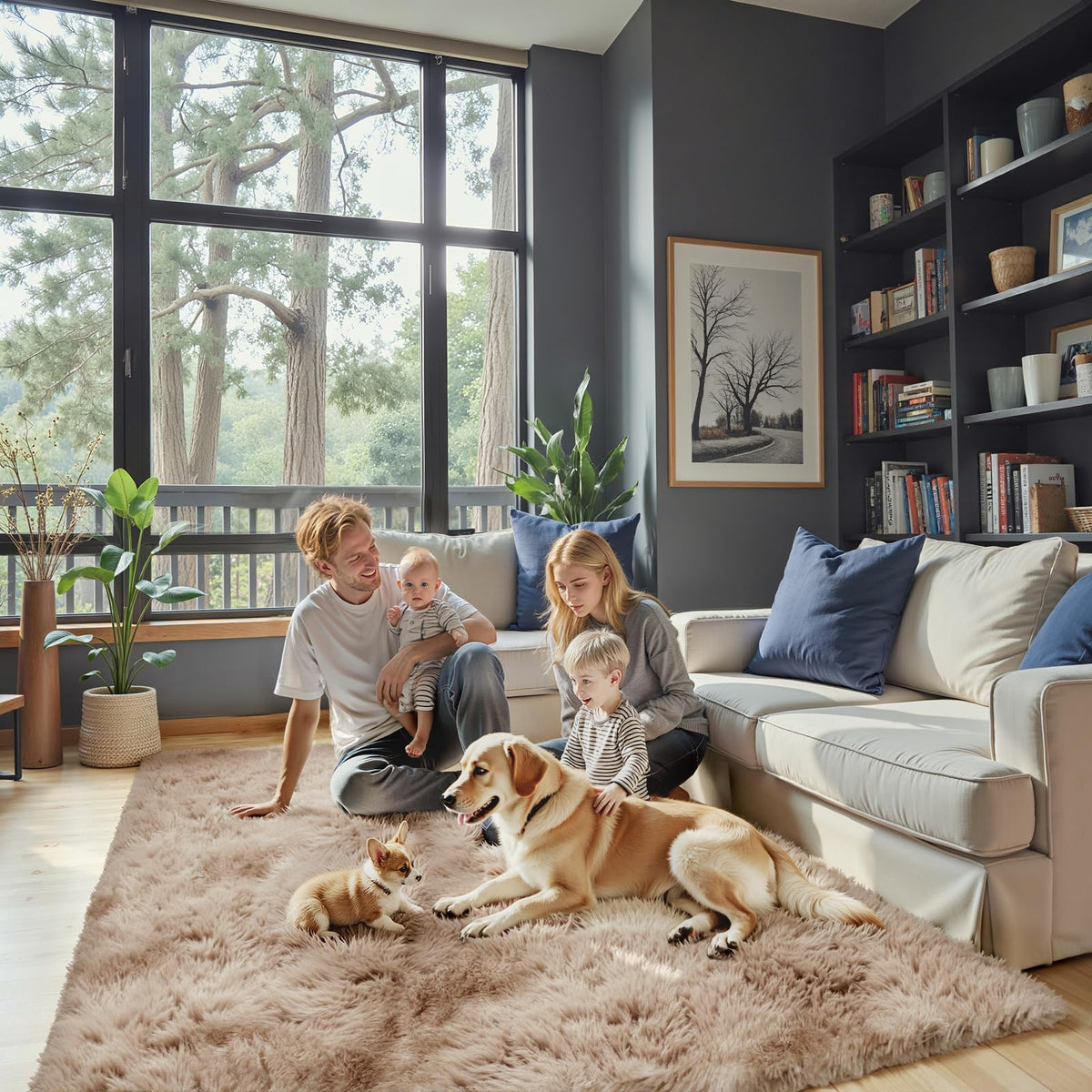 8x10 Area Rugs for Living Room,Light Grey Large Shaggy Soft Plush Furry Rug