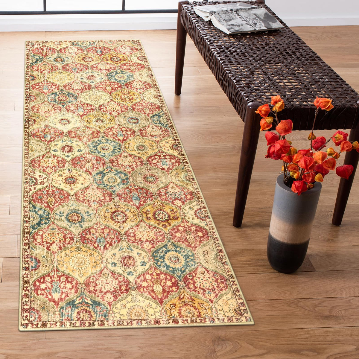 Lahome Moroccan Washable Small Area Rug, 3x5 Rug for Bedroom Living Room