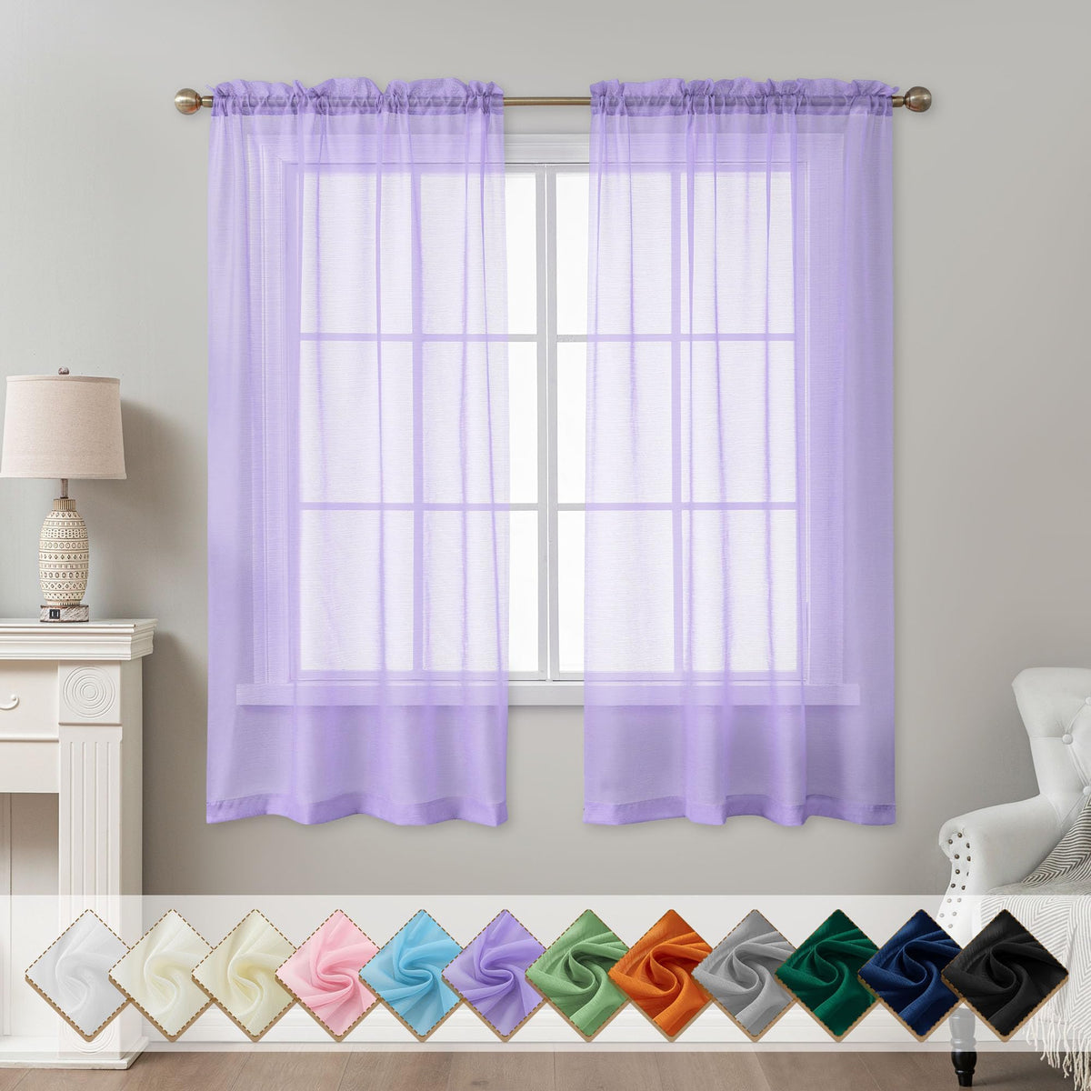 Natural Sheer Curtains 96 Inches Long Rod Pocket