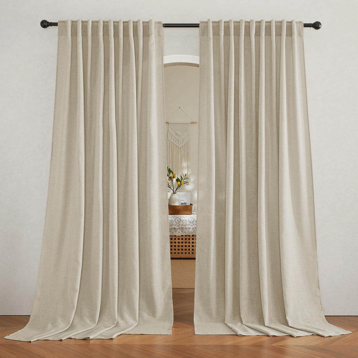 RYB HOME White Sheer Curtains for Living Room Patio Glass Door, W52 x L95