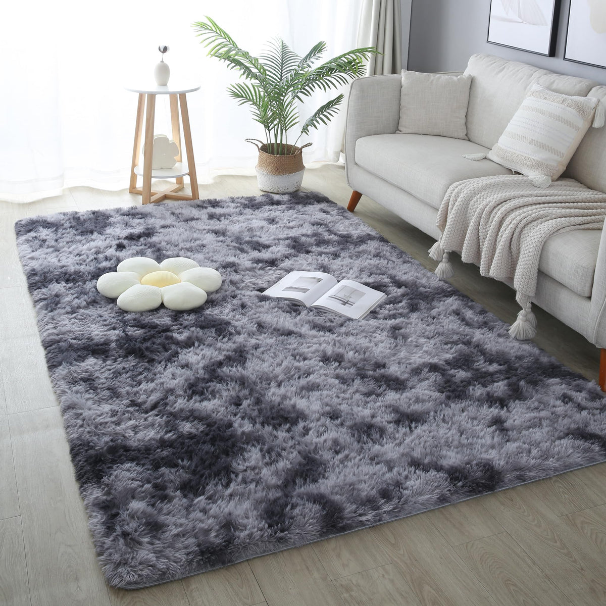 Pink Fluffy 4x6 Area Rugs for Bedroom Girls, Plush Washable Carpet