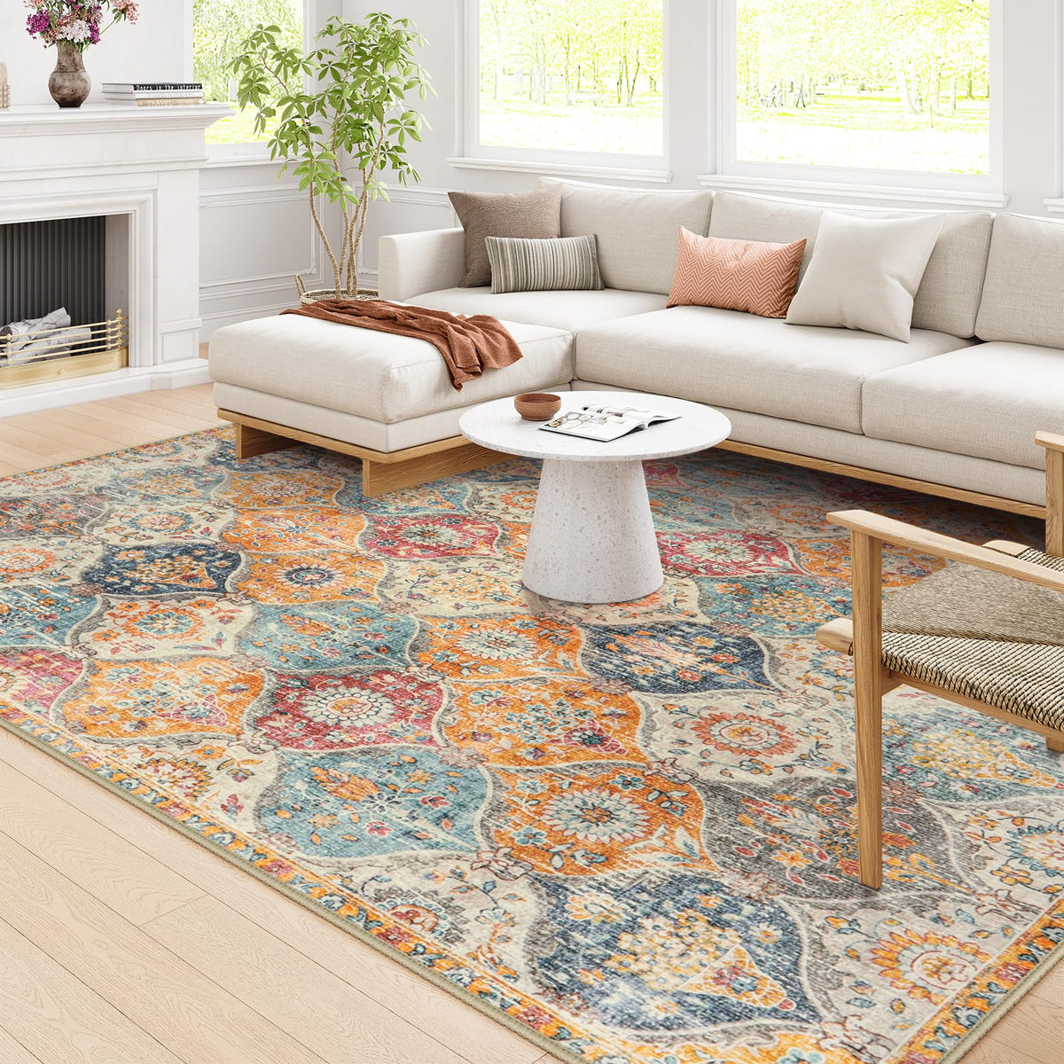Lahome Moroccan Washable Small Area Rug, 3x5 Rug for Bedroom Living Room