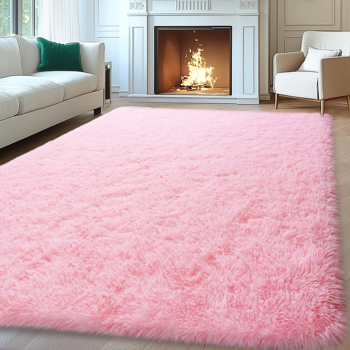 Mugorn 8x10 Area Rugs for Living Room, Large Fluffy Black Rugs for Bedroom