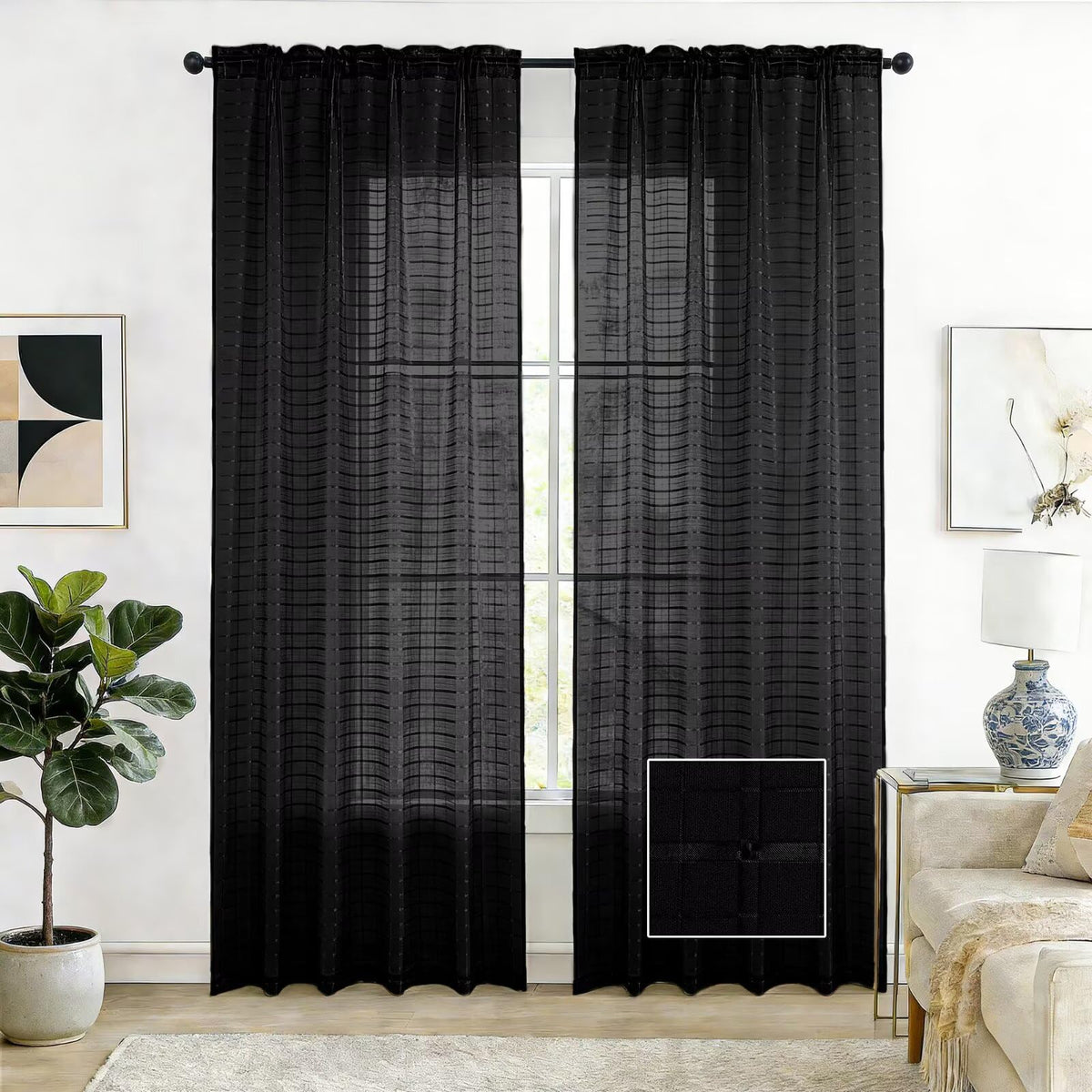 SpaceDresser Basic Rod Pocket Sheer Voile Window Curtain Panels White 1 Pair 2 Panels 52 Width 84 Inch Long for Kitchen Bedroom Children Living Room Yard(White,52 W x 84 L)