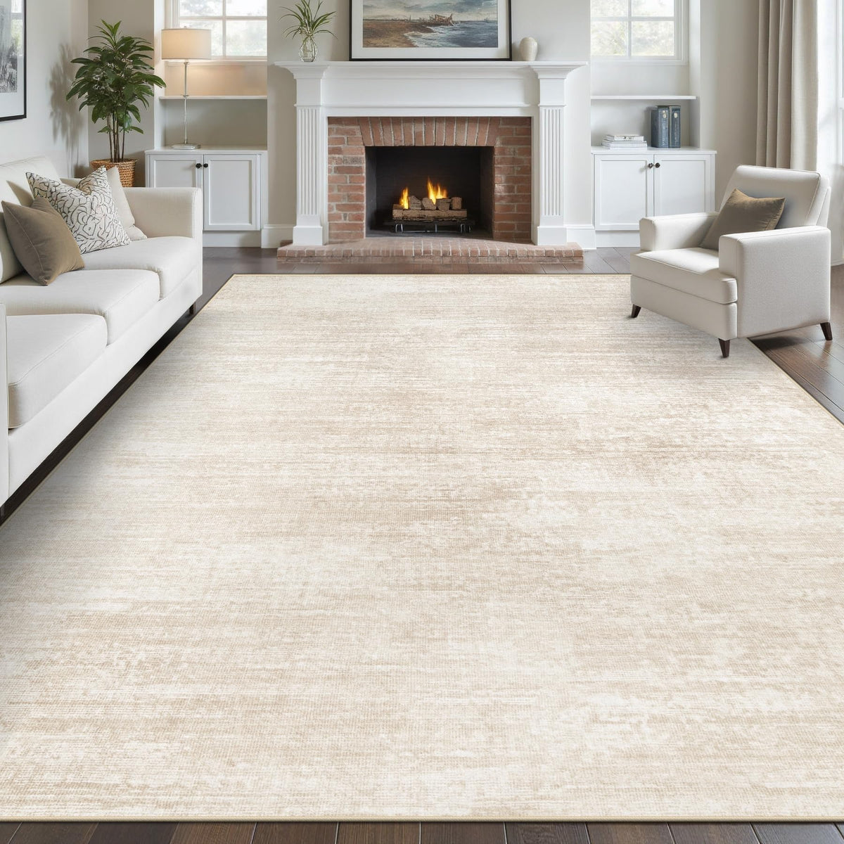 pmtsns Area Rugs 8x10 for Living Room: Washable Rug Modern Abstract Neutral Soft Non-Slip Low-Pile Indoor Large Carpet for Bedroom Dining Room Playroom Home Office (Blue Grey Brown, 8'x10')