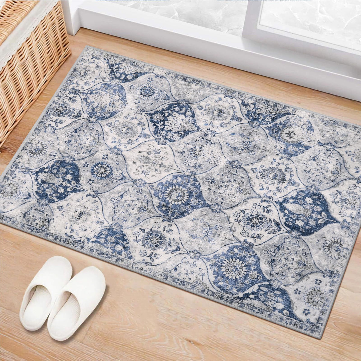 Lahome Moroccan Washable Small Area Rug, 3x5 Rug for Bedroom Living Room