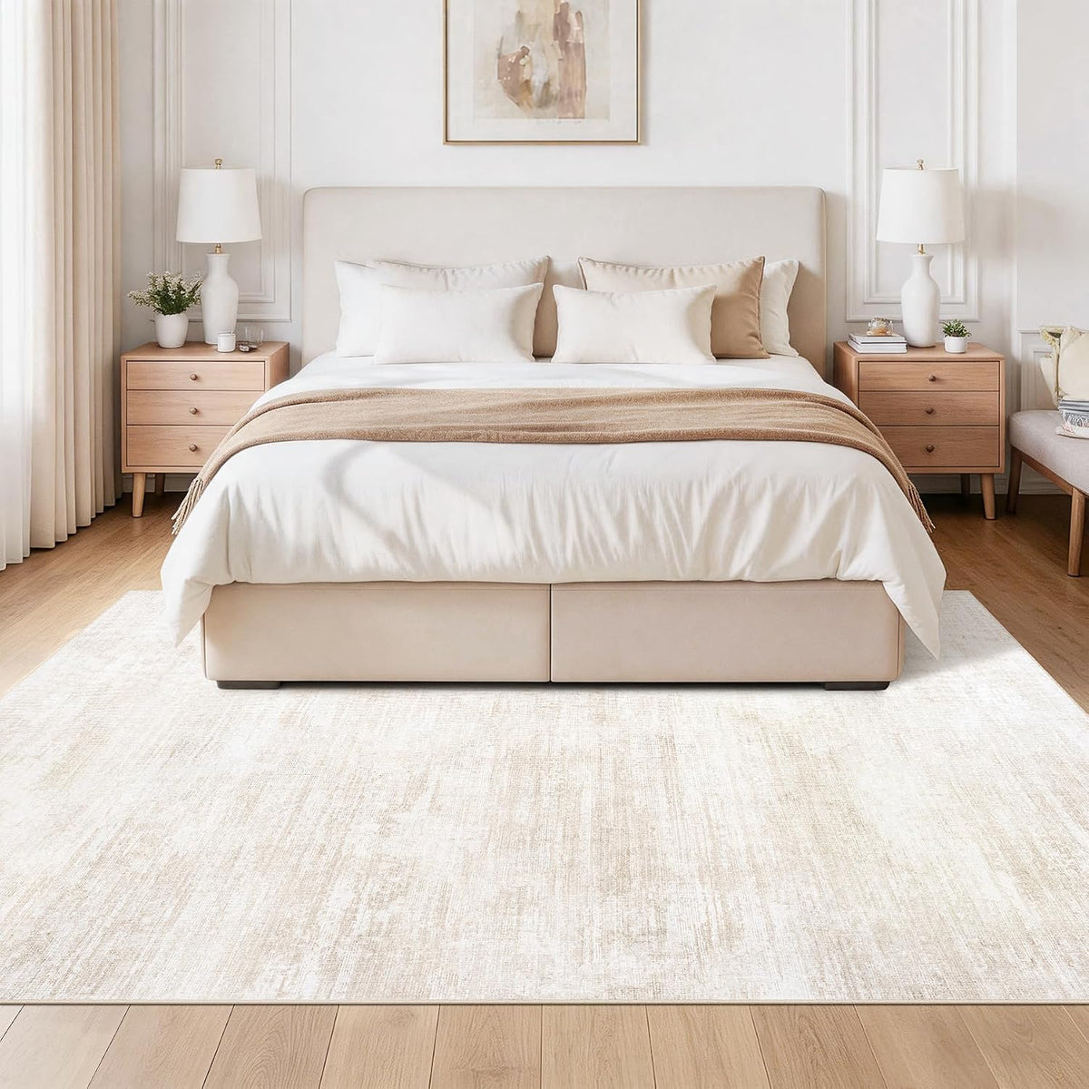 Tosuoka Washable Rug 6x9 Area Rugs for Living Room, Beige Neutral Abstract