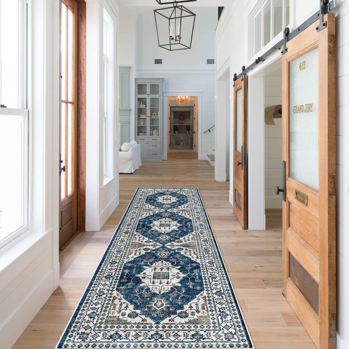 2x6 Hallway Washable Runner Rug : Vintage Soft Kitchen Laundry Runner with Non Slip Backing Farmhouse Entryway Living Room Floor Mat Stain Resistant Carpet for Bedroom Bathroom Distressed Beside Rug