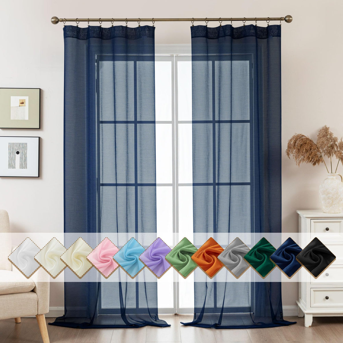 Natural Sheer Curtains 96 Inches Long Rod Pocket