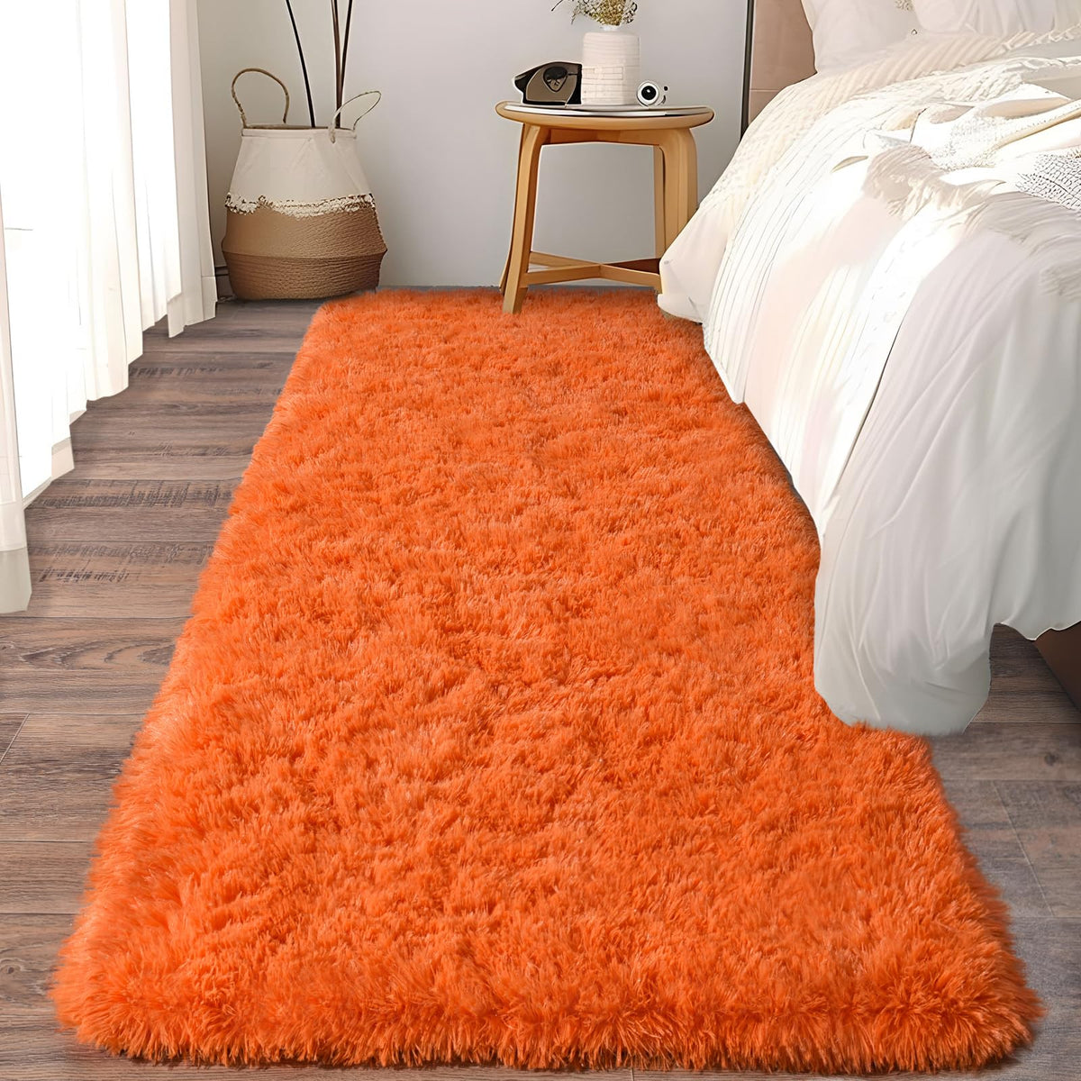 Soft Runner Rugs for Bedroom Hallway 2x6 Beige Fluffy Shag Washable
