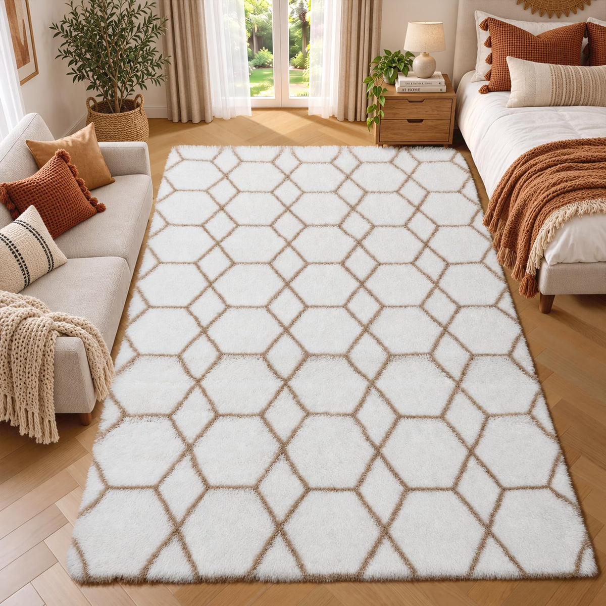 Runner Rugs for Bedroom Living Room, 2x6 Tie-Dyed Beige Hallway Area Rug
