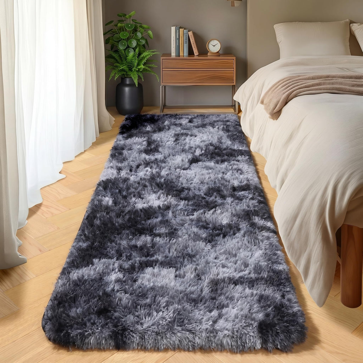 Runner Rugs for Bedroom Living Room, 2x6 Tie-Dyed Beige Hallway Area Rug