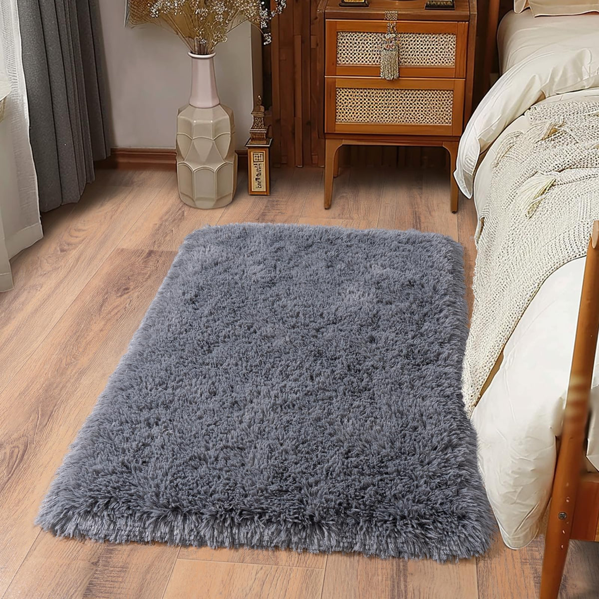 Soft Runner Rugs for Bedroom Hallway 2x6 Beige Fluffy Shag Washable