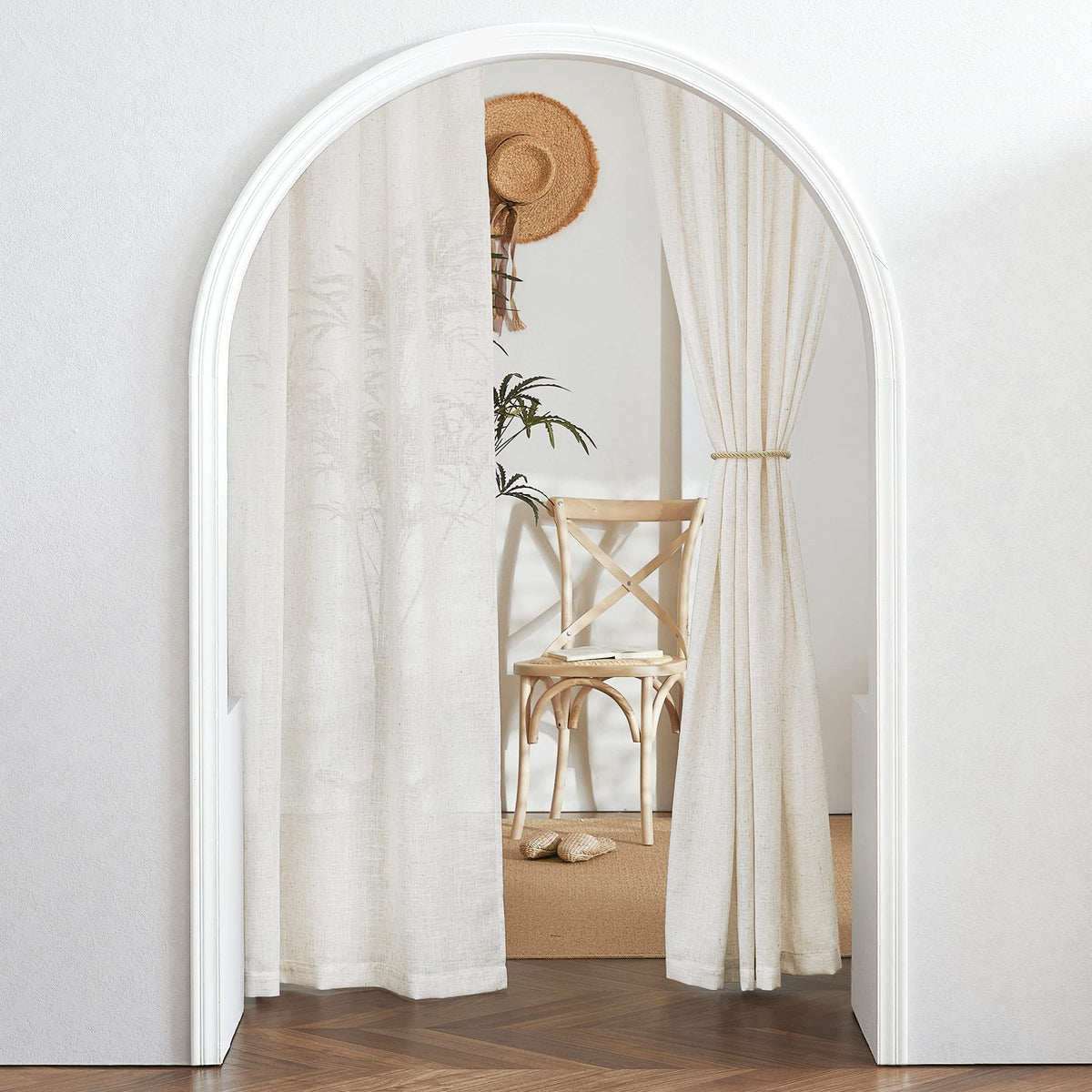 RYB HOME White Sheer Curtains for Living Room Patio Glass Door, W52 x L95