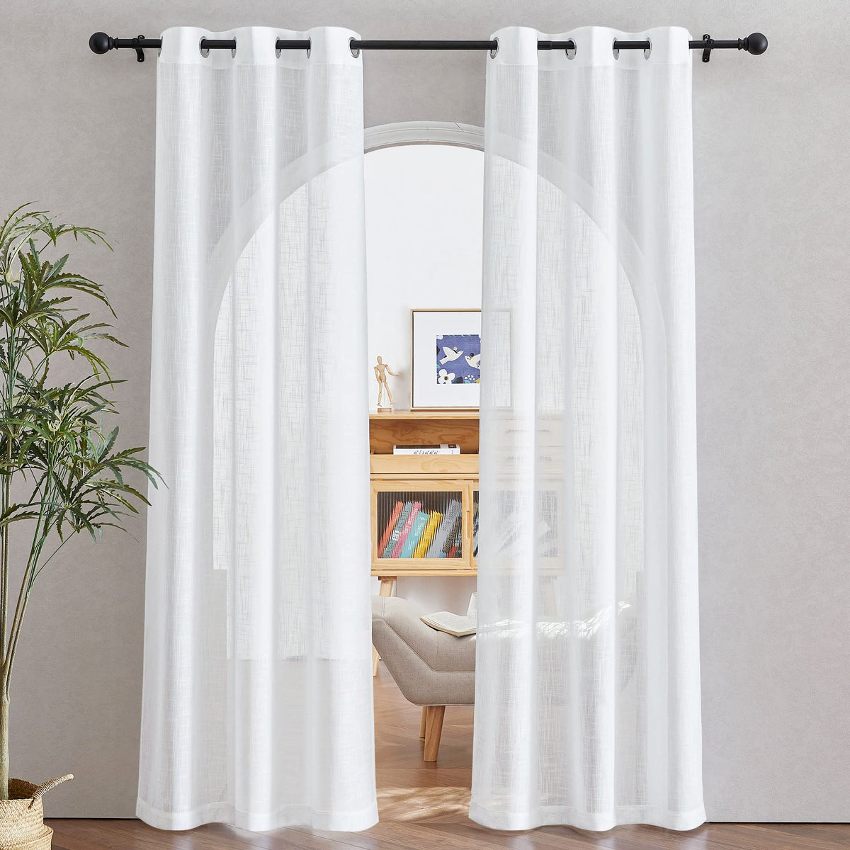 NICETOWN White Sheer Curtains for Windows 84 Inch Length, 52" W, 2 Panels