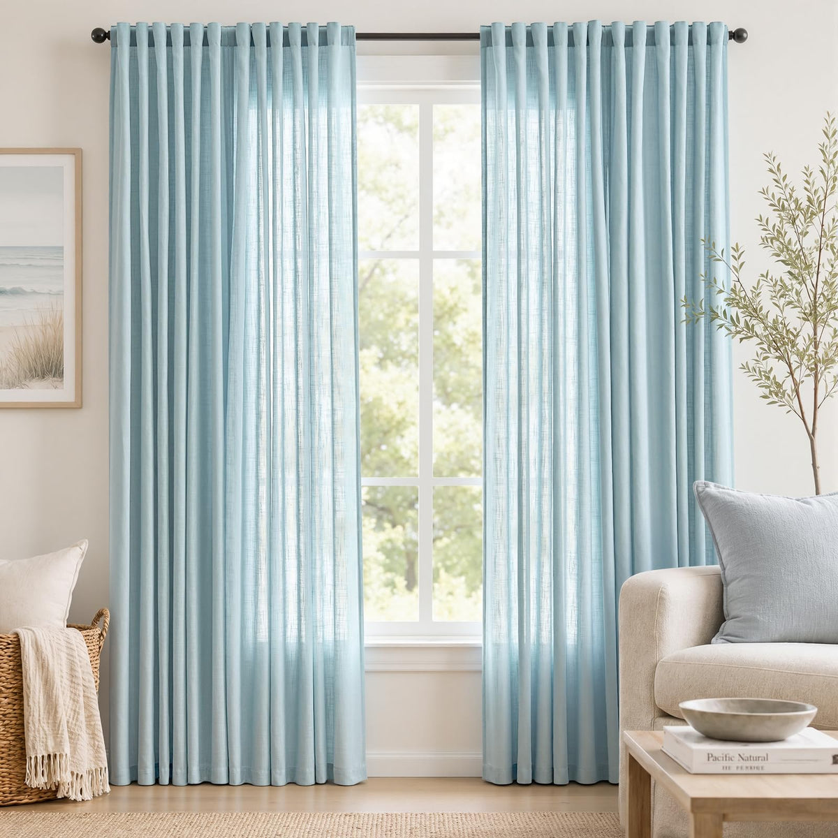 jinchan White Semi Sheer Curtains Light Filtering 84 Inches Long 2 Panels
