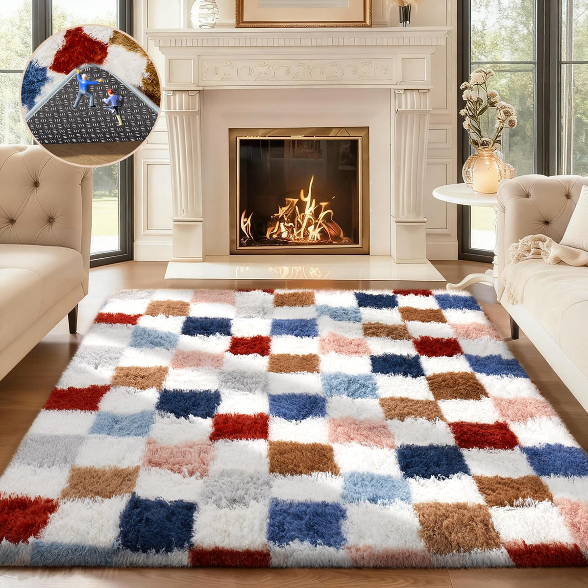 Ophanie 5x7 Area Rugs for Living Room Ivory, Fluffy Shag Large Fuzzy Plush Soft Rug, Shaggy Floor Big Carpets for Bedroom Nursery, Kids Home Decor Aesthetic with Over 99 pcs Pile fibers