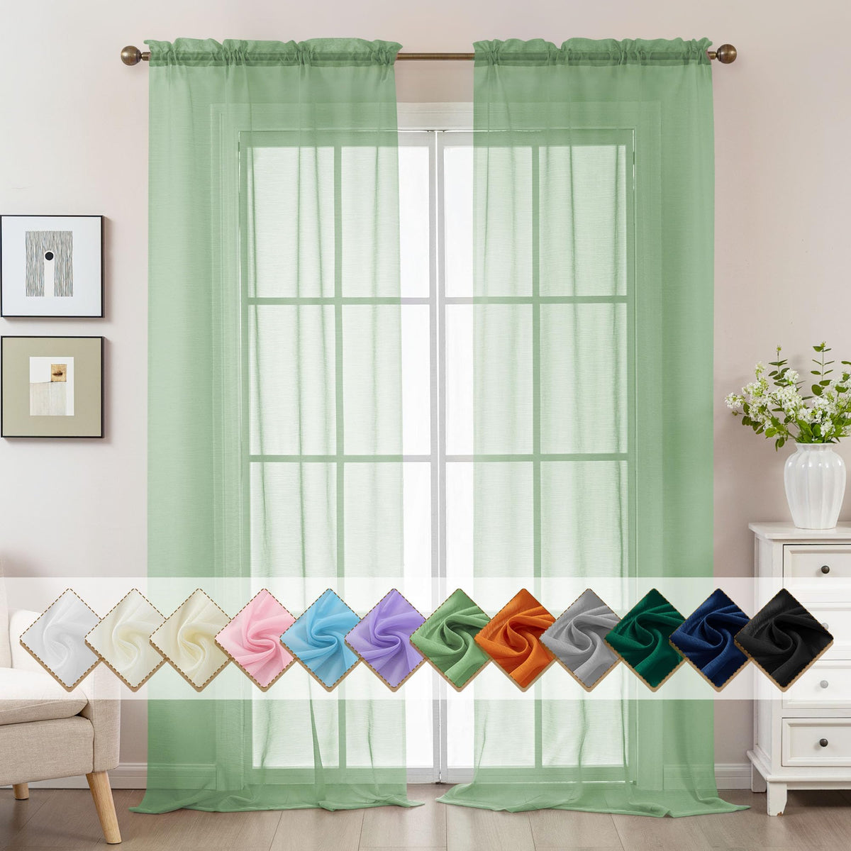 Natural Sheer Curtains 96 Inches Long Rod Pocket