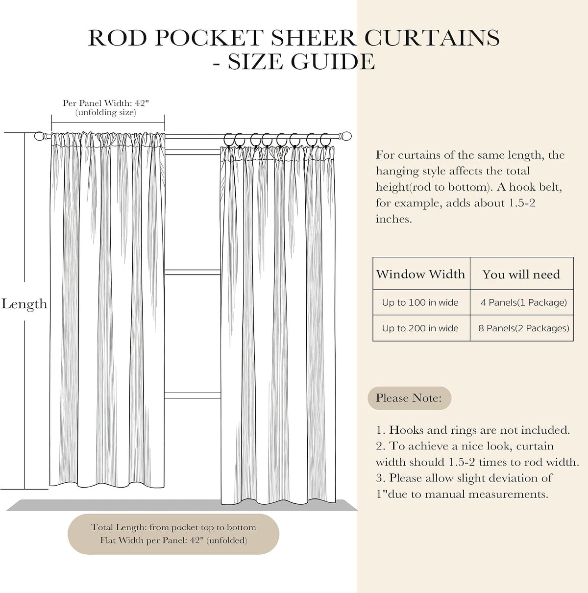 PONY DANCE 4 Panels White Sheer Curtains 90 Inches Long, W 42" x L 90"