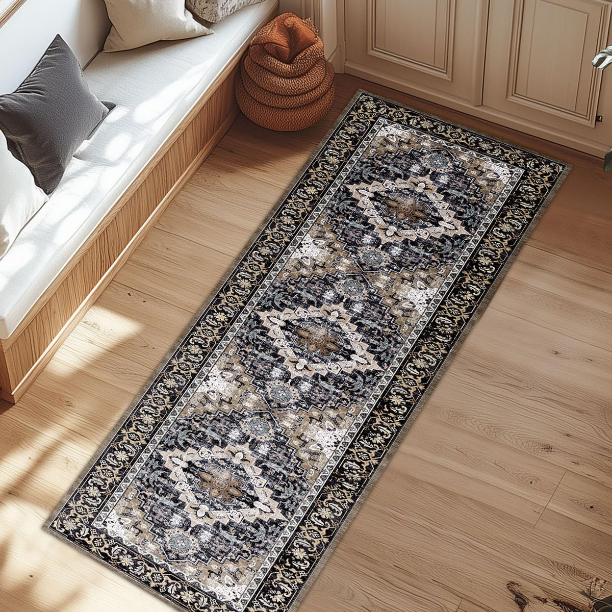 Lessymo 8 x 10 Area Rugs for Living Room, Machine Washable Rug Grey White