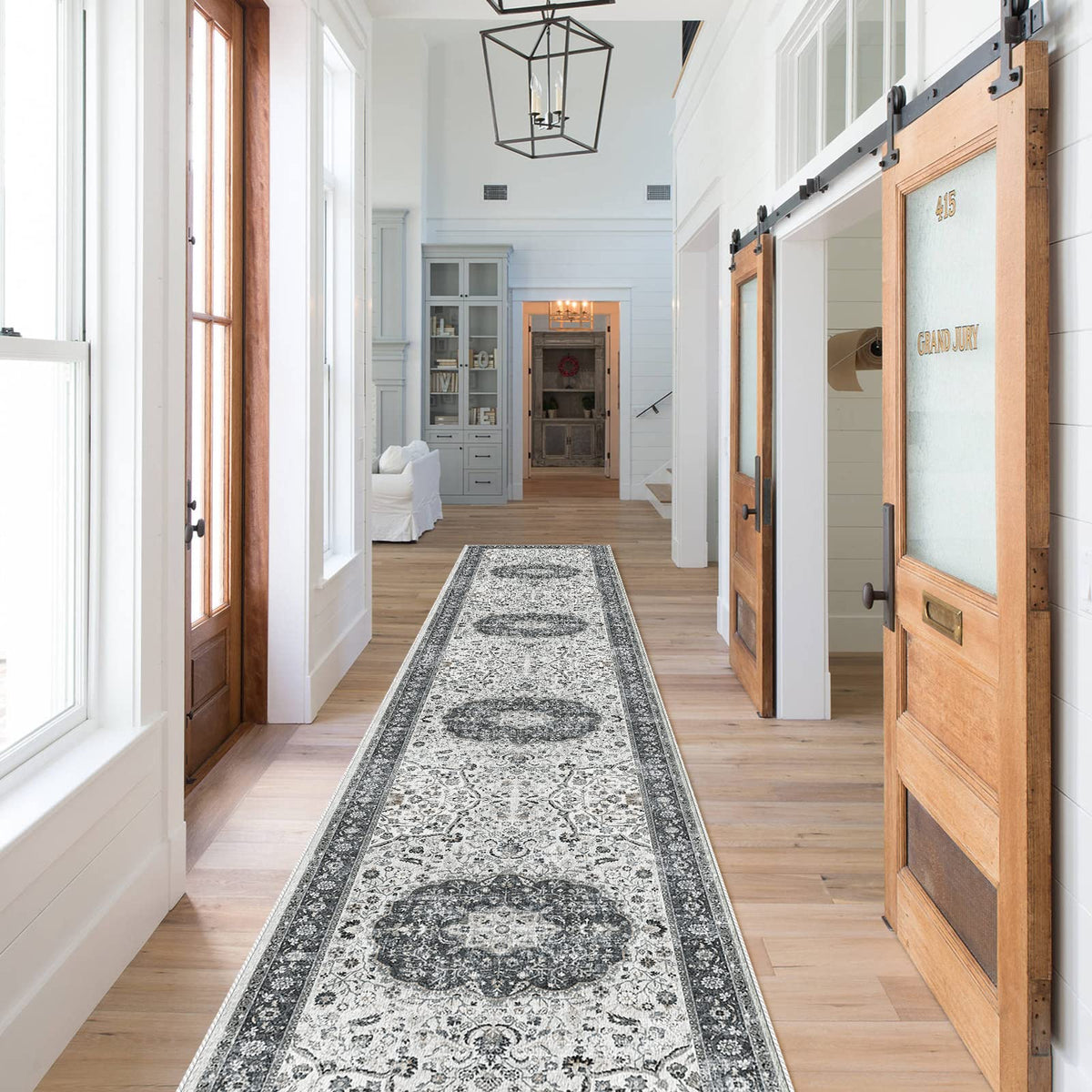 2x6 Hallway Washable Runner Rug : Vintage Soft Kitchen Laundry Runner with Non Slip Backing Farmhouse Entryway Living Room Floor Mat Stain Resistant Carpet for Bedroom Bathroom Distressed Beside Rug