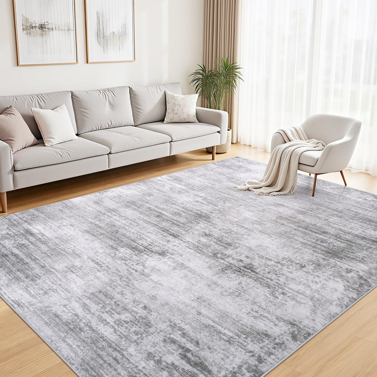 Tosuoka Washable Rug 6x9 Area Rugs for Living Room, Beige Neutral Abstract