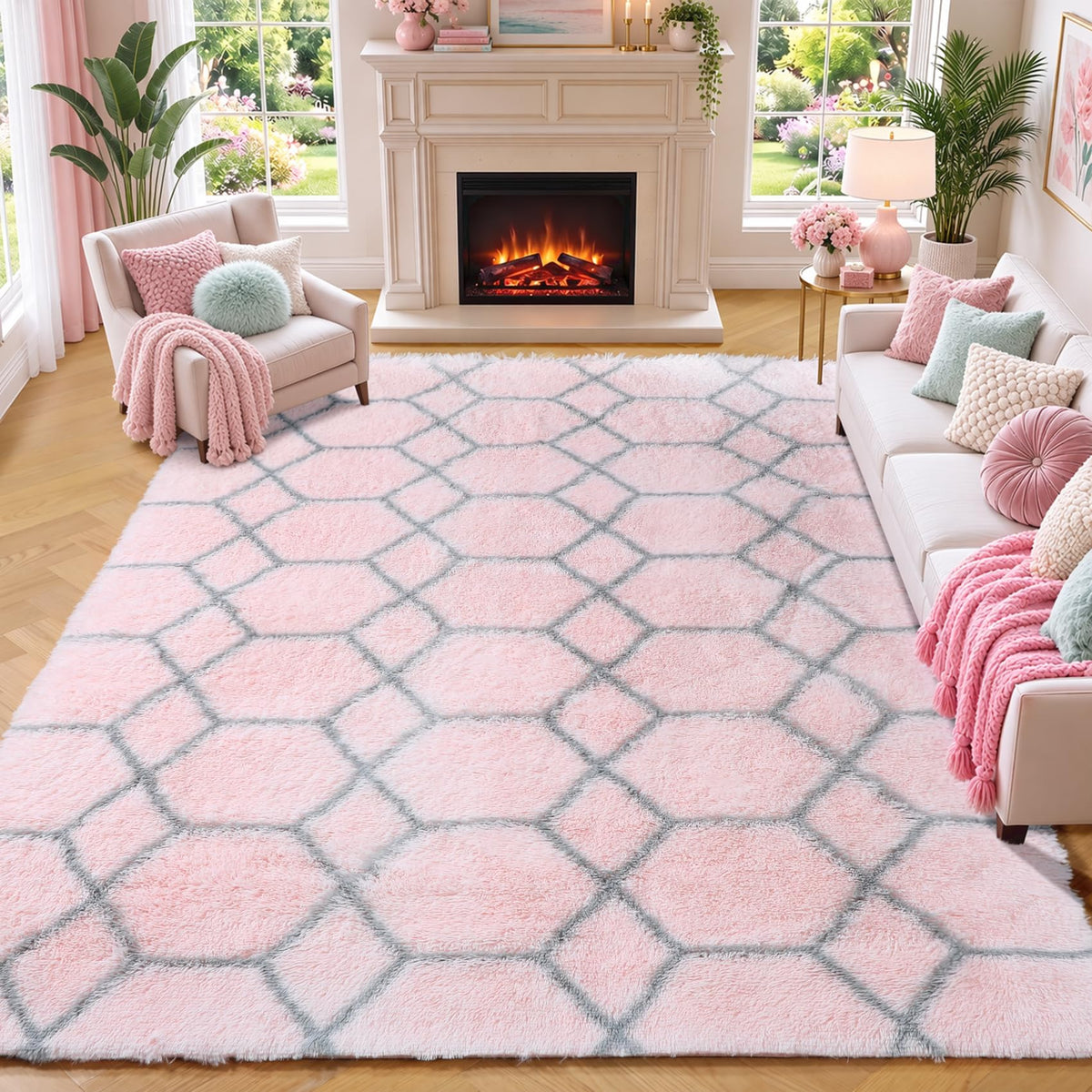 Runner Rugs for Bedroom Living Room, 2x6 Tie-Dyed Beige Hallway Area Rug