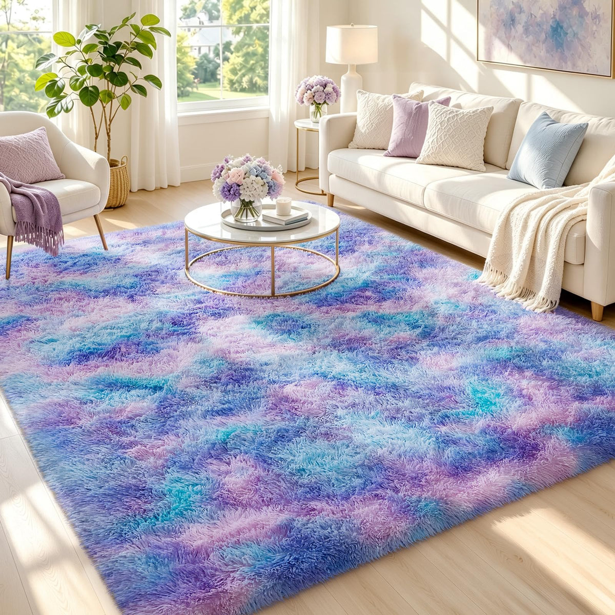Ophanie 5x7 Area Rugs for Living Room Ivory, Fluffy Shag Large Fuzzy Plush Soft Rug, Shaggy Floor Big Carpets for Bedroom Nursery, Kids Home Decor Aesthetic with Over 99 pcs Pile fibers