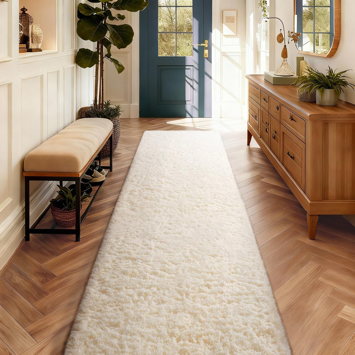 Ophanie 5x7 Area Rugs for Living Room Ivory, Fluffy Shag Large Fuzzy Plush Soft Rug, Shaggy Floor Big Carpets for Bedroom Nursery, Kids Home Decor Aesthetic with Over 99 pcs Pile fibers