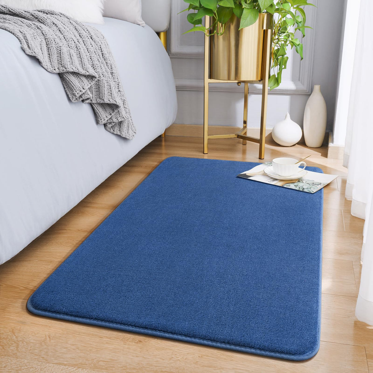 Amearea Modern Area Rugs for Bedroom Living Room, 4x6 Black Memory Foam Rug