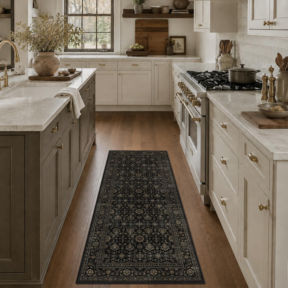 JOOJA 8x10 Beige Vintage Soft Low Pile Boho Neutral Washable Area Rug